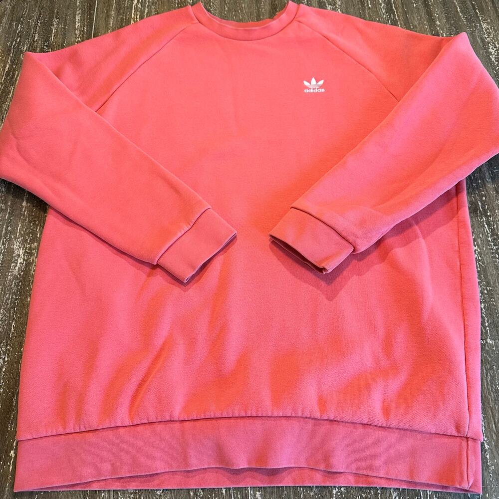 Adidas Originals Crewneck Sweatshirt Coral Salmon Knit Trefoil Logo Mens Size XL